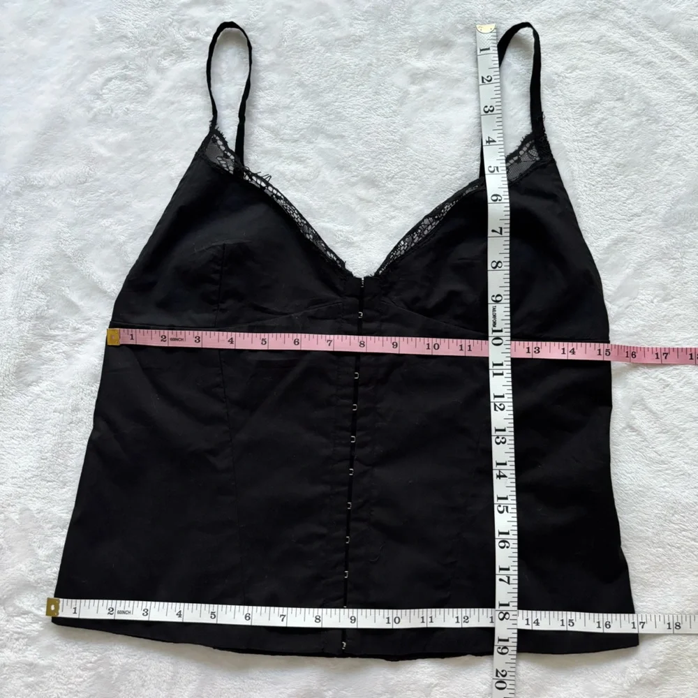 ZARA Sleeveless Black Cotton Lace Trimmed Corset Tank Top--NEW--M